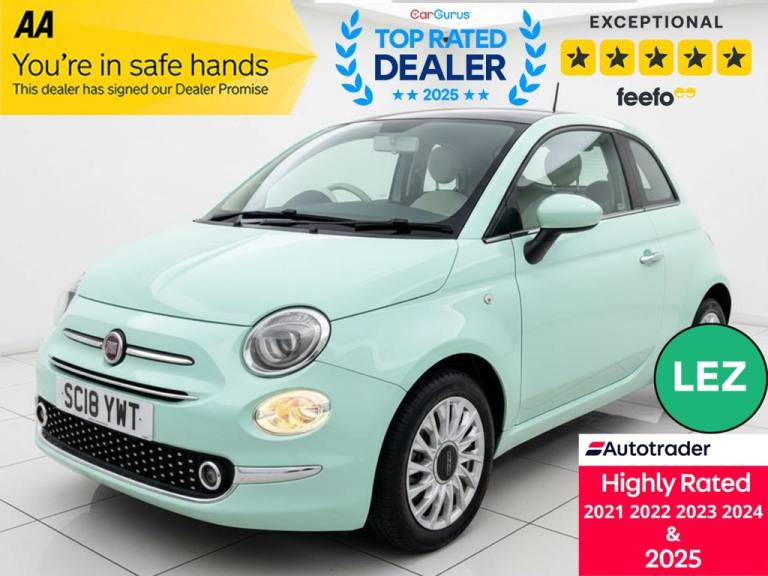 2018 Fiat 500 1.2 Lounge Hatchback 3dr Petrol Manual Euro 6 (s/s) (69 bhp) Hatchback Petrol Manual