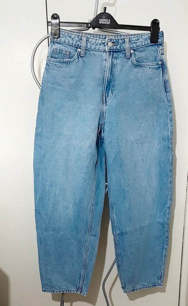  &Denim Vtg Womens 100%Cotton Barrel high waist loose fit jeans Sz34 W28-30" L27"