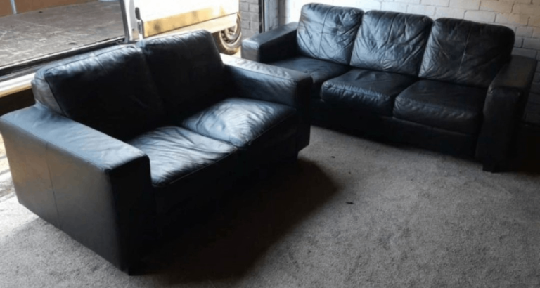 Black leather 3 seater and 2 seater sofas stylish and modern £79.99 FOR BOTH