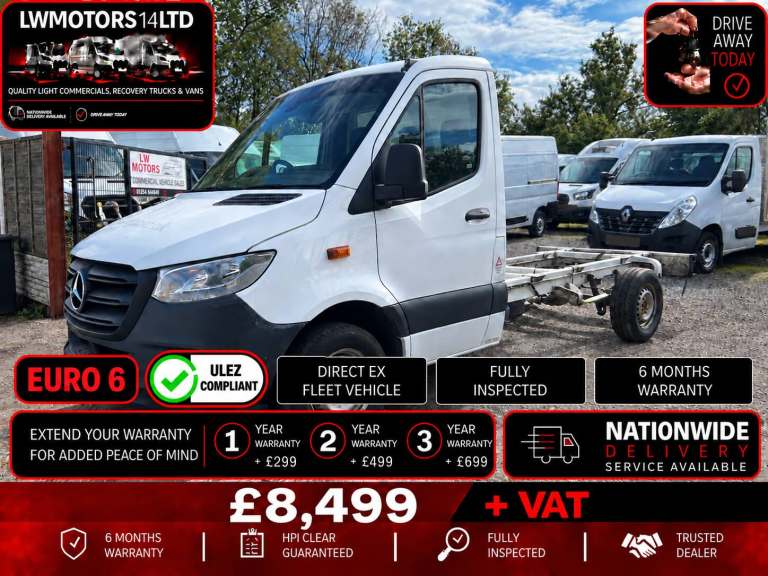 MERCEDES BENZ SPRINTER 315 CDI PROGRESSIVE RWD CHASSIS CAB 2020 70 REG AUTO