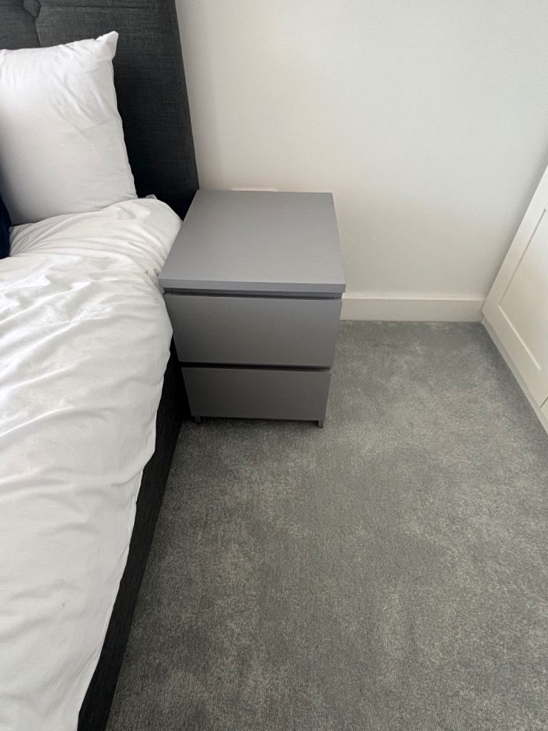 2 x Grey Bedside Table with Two Drawers – Good Condition