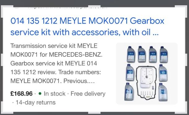 Mercedes automatic transmission service kit