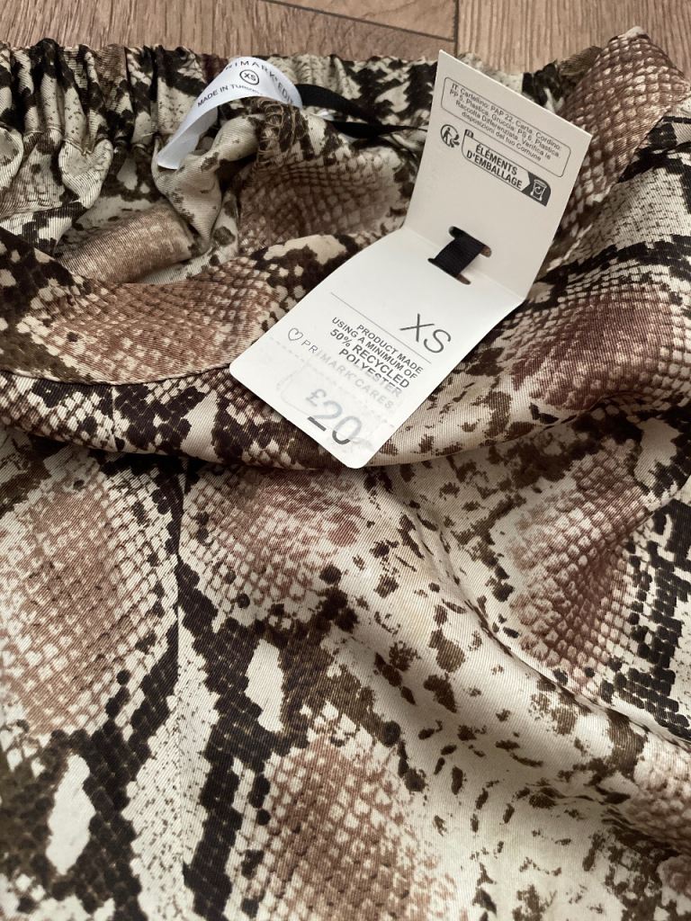 Primark XS Snake Print Trousers – New with Tags