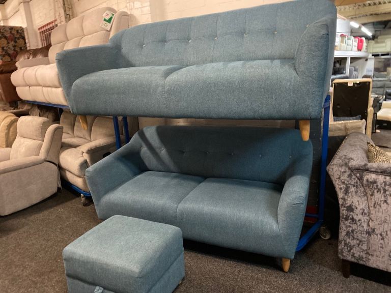 NEW EX DISPLAY JHON LEWIS PADDINGTON TEAL 3 + 2 SEATER SOFAS UPTO 65% OFF RRP