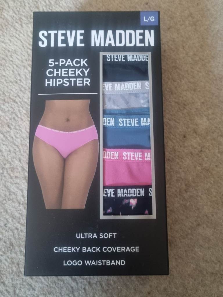 STEVE MADDEN 5-Pack Cheeky Hipster Underwear – Size L/G