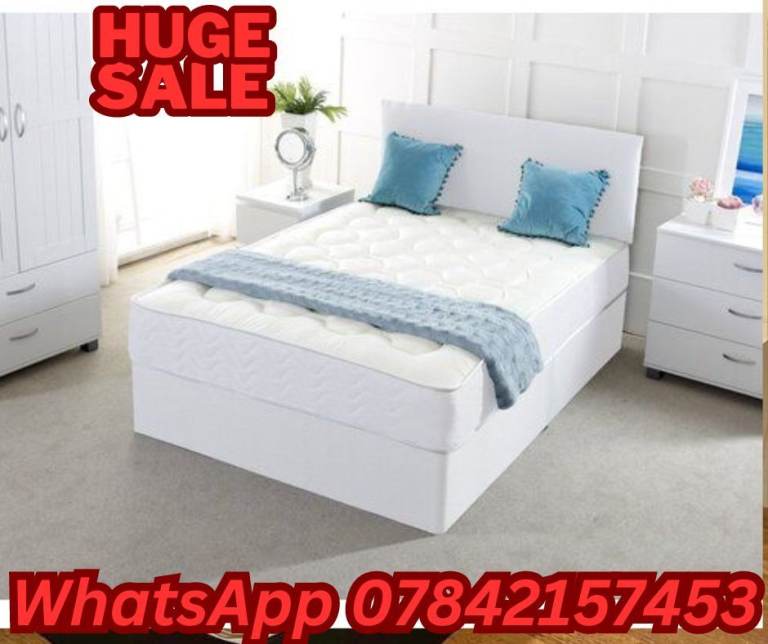 image for 💞💦  small double bed with bedframe and mattress in hard wood single bed 
