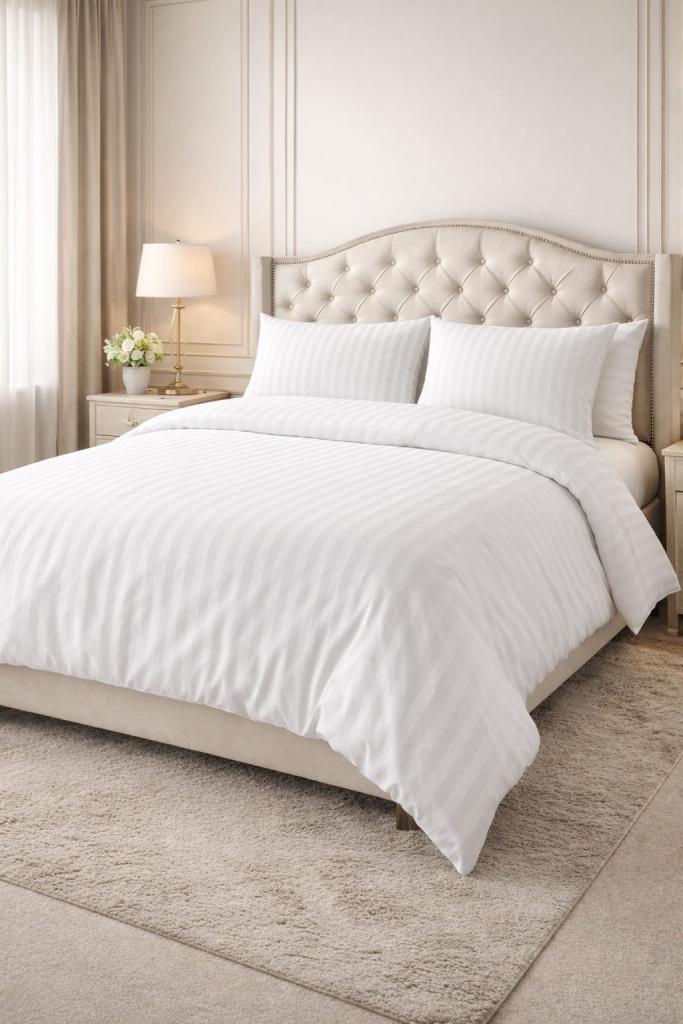 Emily Rose Double Sized Piece Luxury Satin Striped Bedding Sets