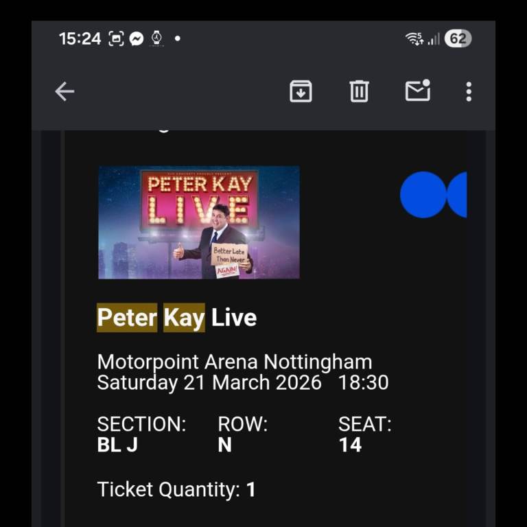 Peter kay ticket 