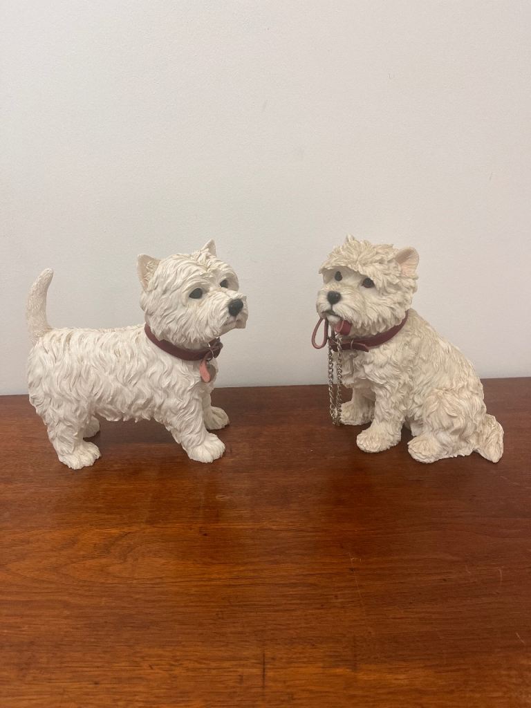 Two Leonardo Collection West Highland Terrier Dog Figures