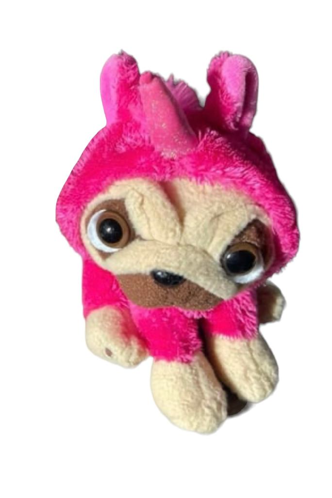 Plush Pug with Pink Accessory - £3