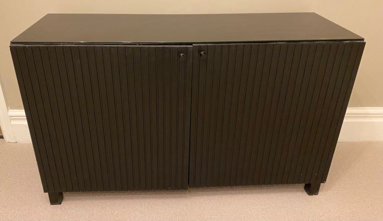 BLACK IKEA SIDEBOARD WITH GLASS TOP  COLLECTION IN PERSON SAVE £120