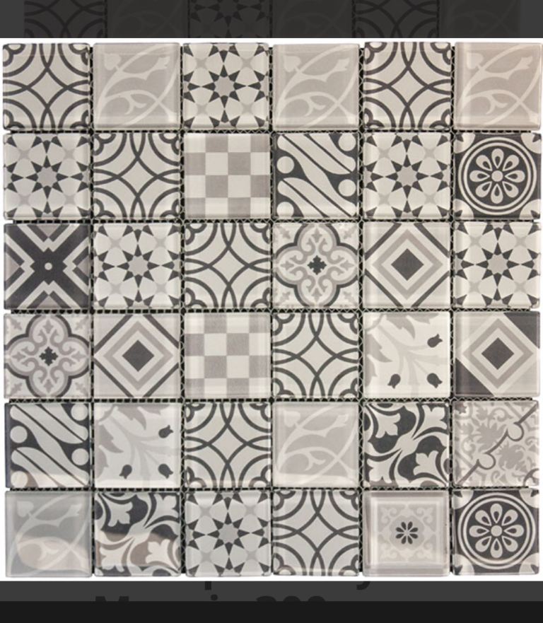 image for 13x Craft Ceramics Arabesque Grey Glass Mosaic 300mm x 300mm x 8mm