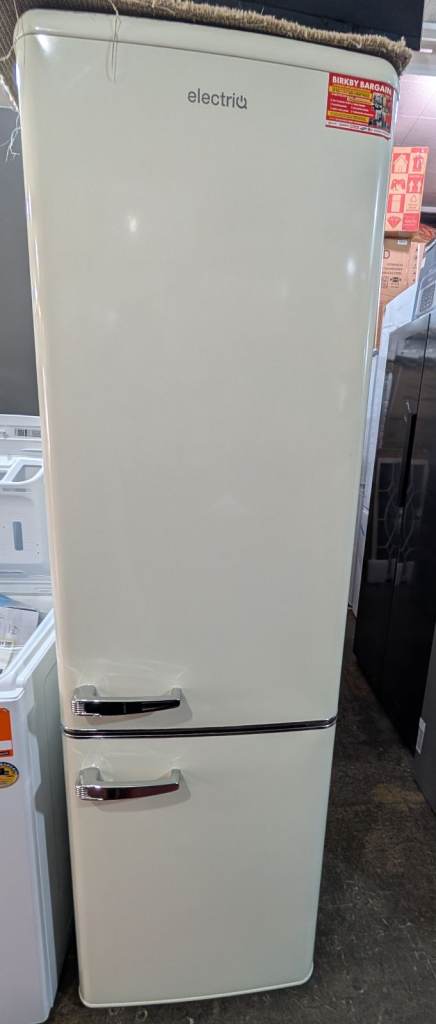 ELECTRIQ 181CM CREAM 60/40 RETRO FRIDGE FREEZER-LARGE 244L CAPACITY-SALAD CRISPER-NEW-GRADED