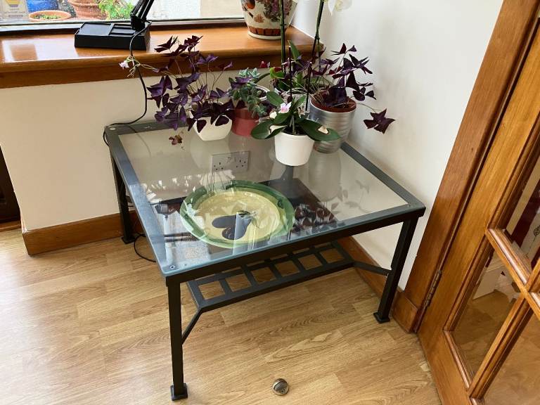 Glass topped table