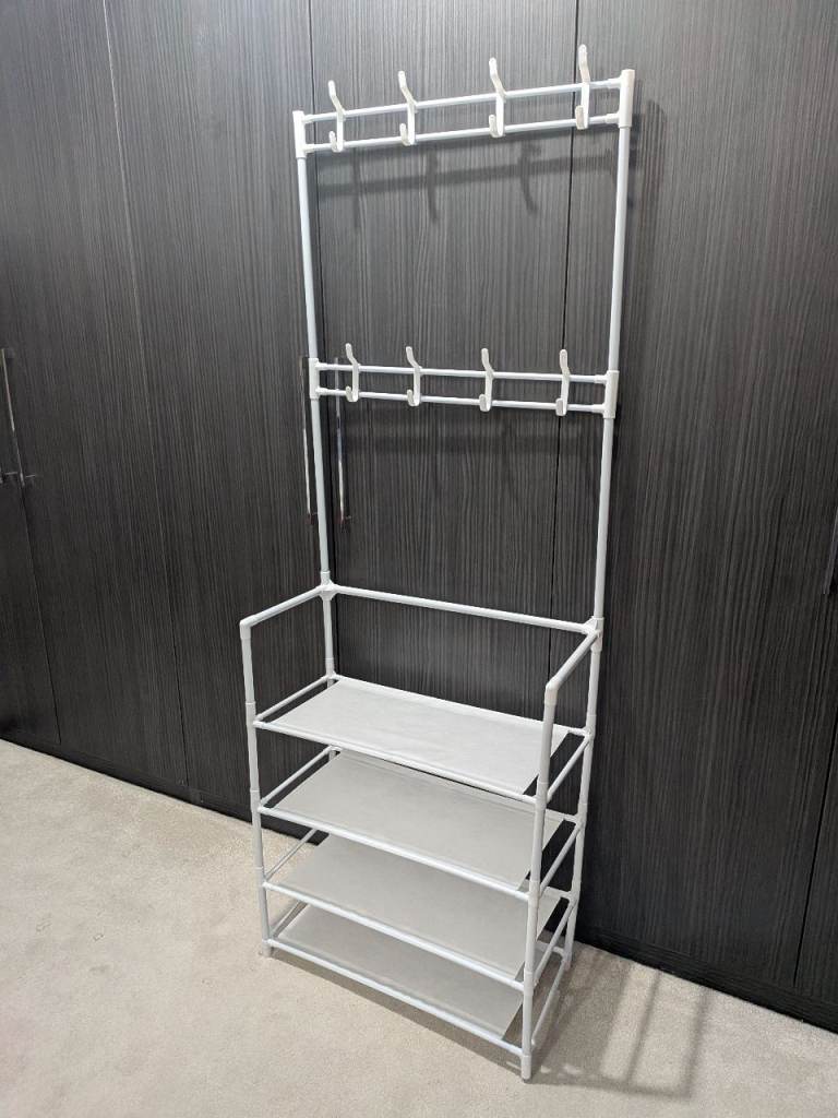 Brand New 4 Tier Shoe Rack With Hooks For Coats And Jackets 