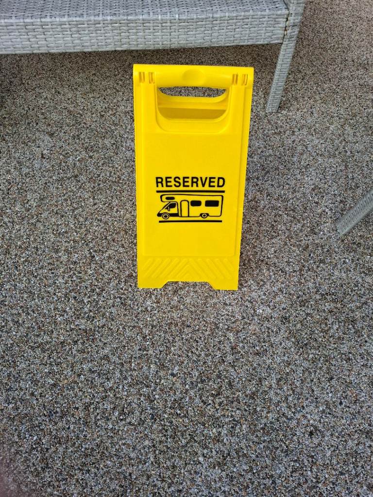 Reserved sign for motorhome pitch