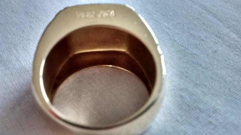 Unworn Male / Men's Versace Gold Ring in 18K (750) Yellow Gold - Approximate 15.8 grams weight
