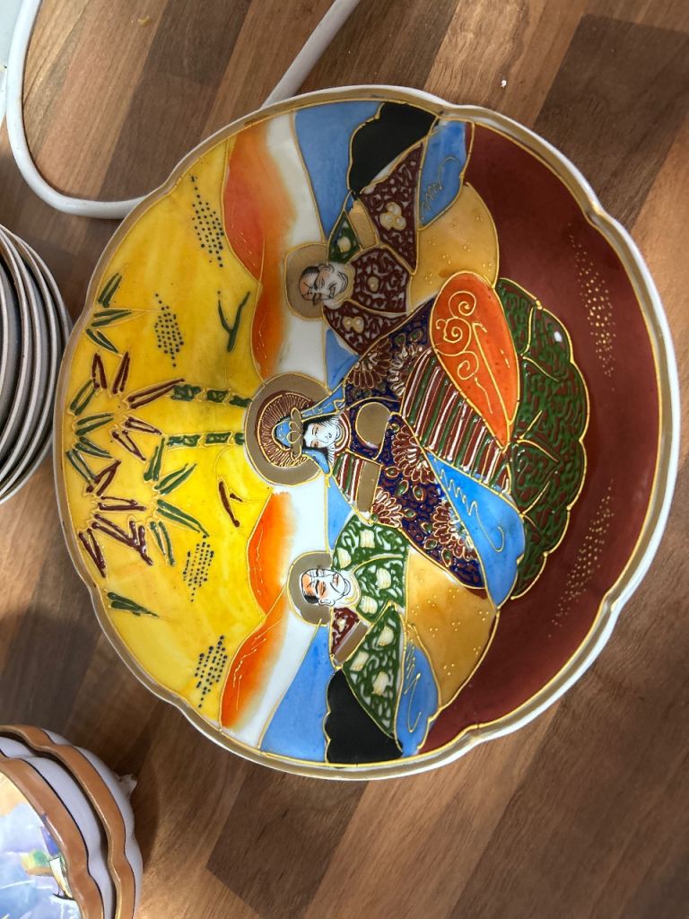 Vintage Japanese Satsuma dish & 6 small dishes