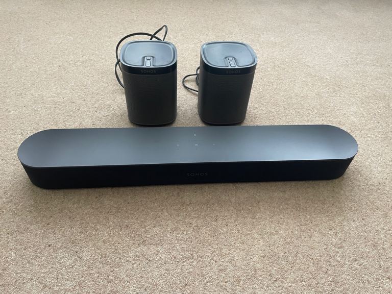 Sonos Beam Soundbar and Two Sonos One SL Speakers – As Good As New