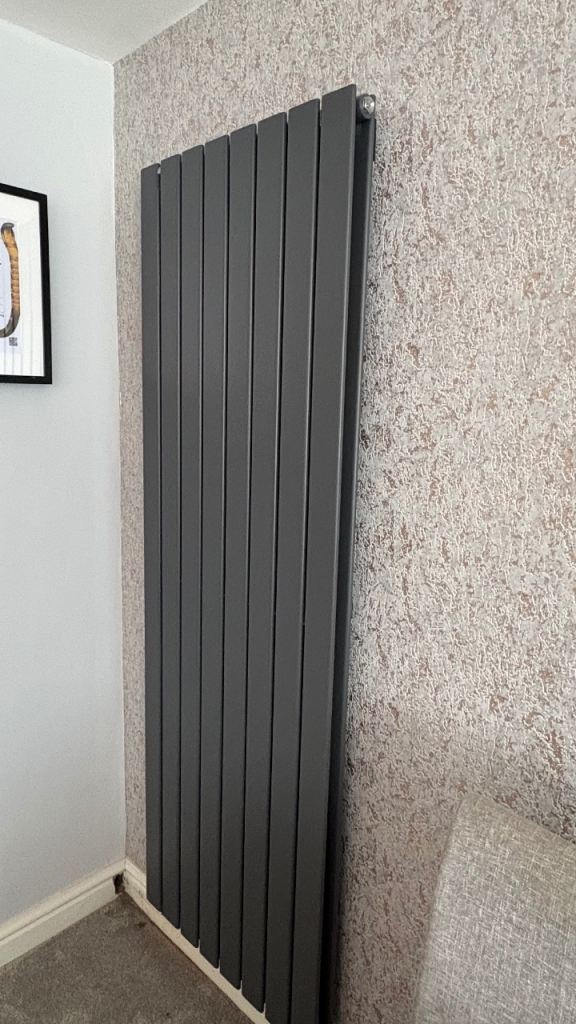 Vertical Modern 180cm x 60cm Double Flat Panel Anthracite Radiator in great condition
