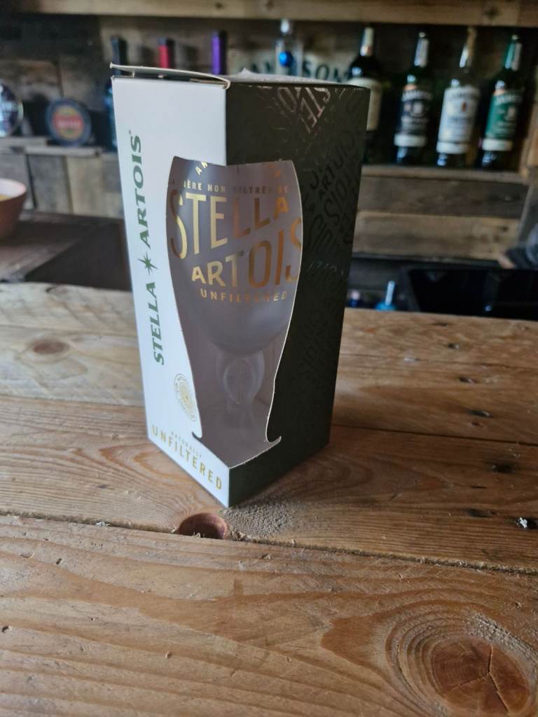 Brand new stella artois unfiltered beer glass 