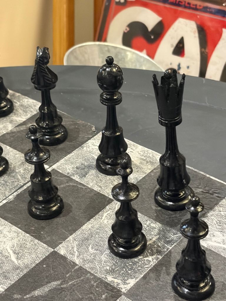 Vintage Staunton Chess Set and Table