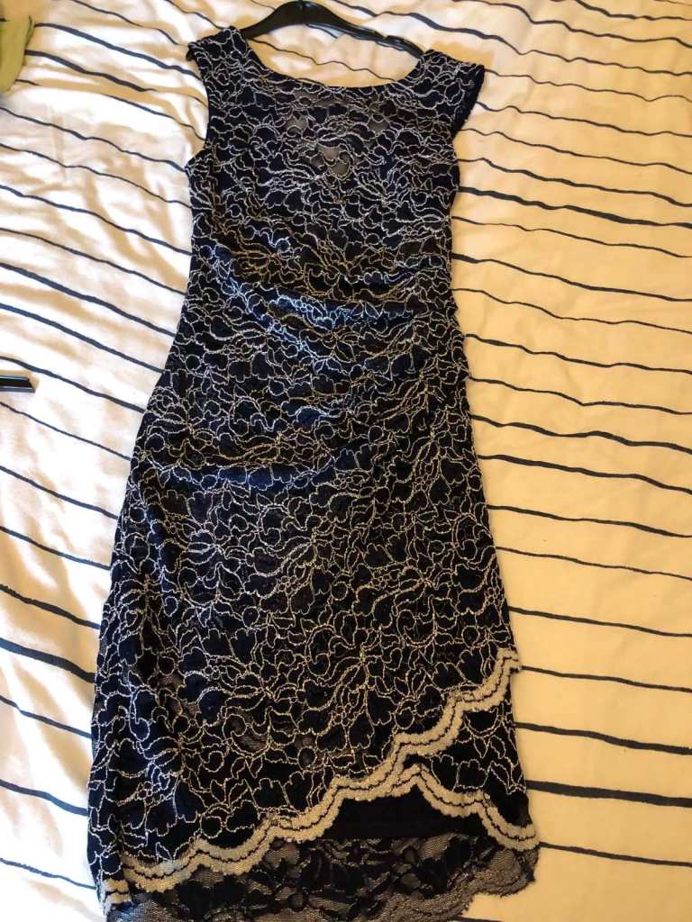 Black Lace Overlay Dress – Good Condition