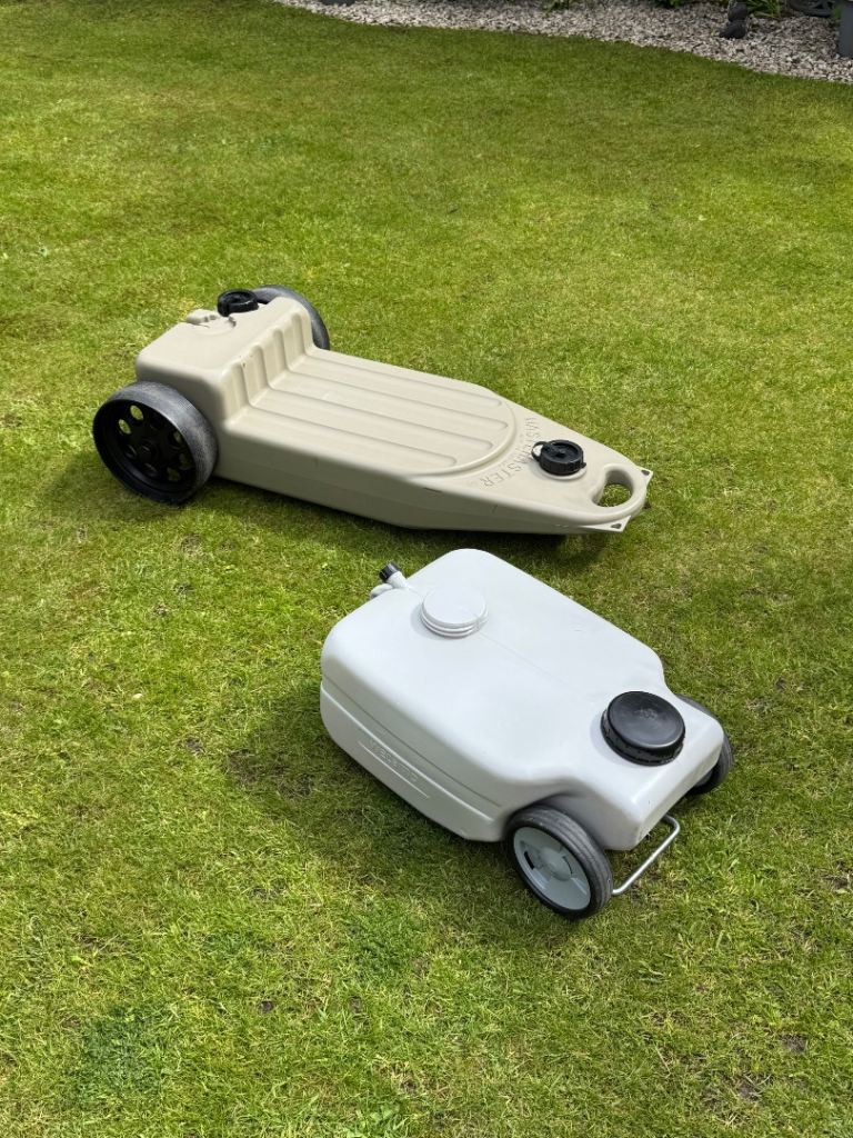2 grey waste containers 