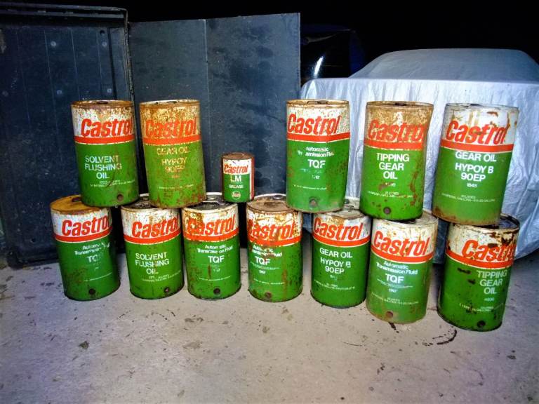 12 x 5-gallon Castrol oil drums