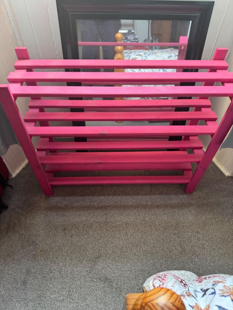 2x Pink Shoe Racks