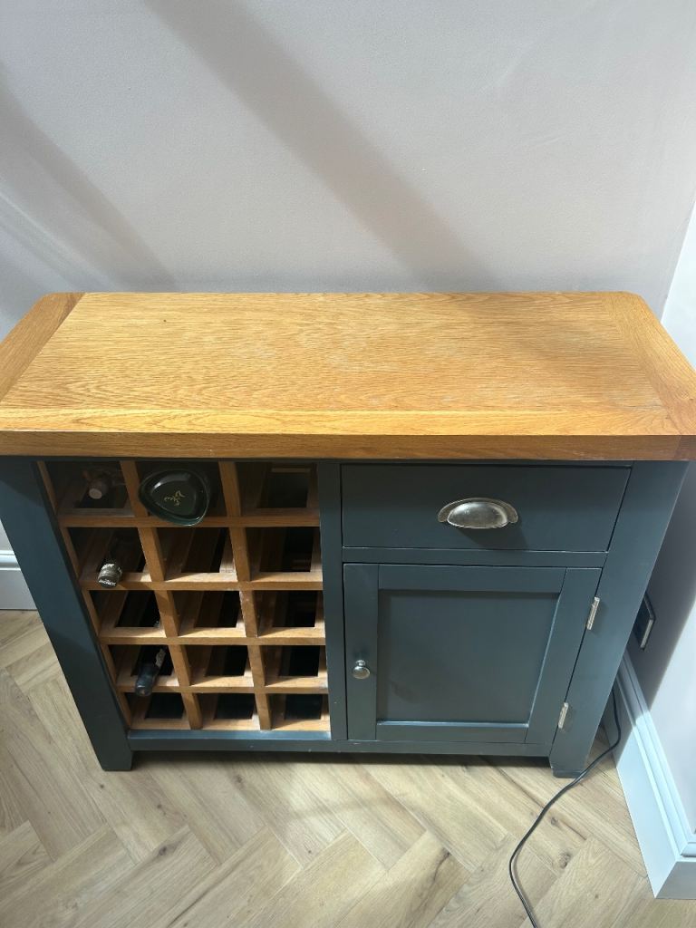 Blue Wood Wine Rack Sideboard – Good Condition