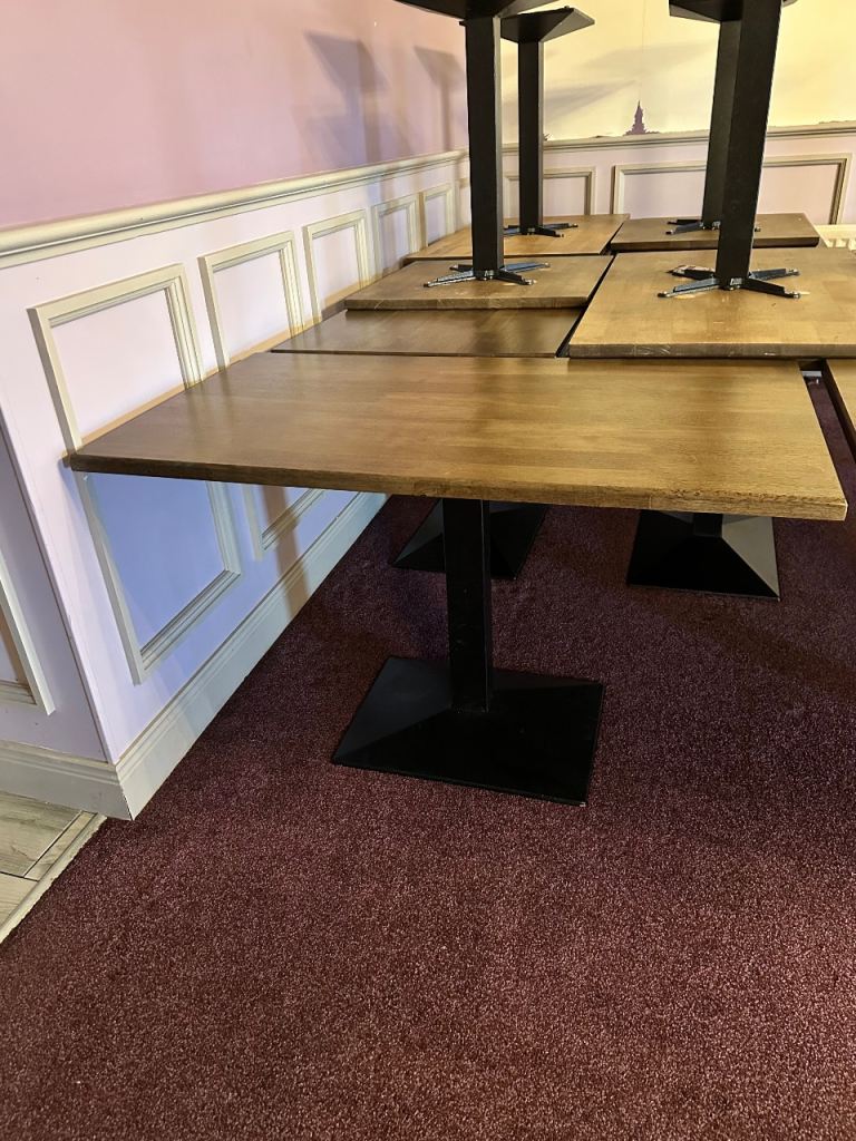 Solid oak restaurant dining tables 