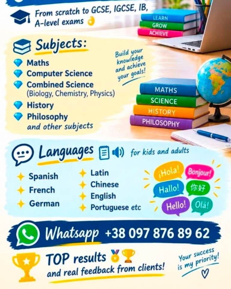  MATHS, SCIENCE,SPANISH, LATIN, FRENCH, GERMAN,COMP SCIENCE and others GCSE, IGCSE, IB, A levels