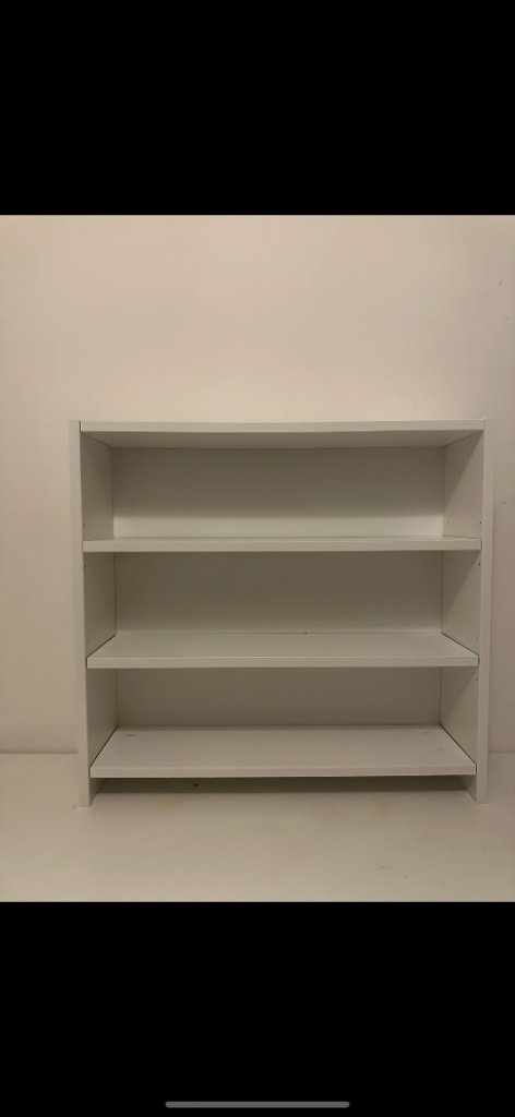 White Wooden 3-Tier Bookcase / Storage Shelf – Good Condition