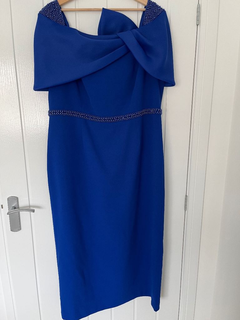 Couture-Club Royal Blue Occasion Dress with Beaded Detail