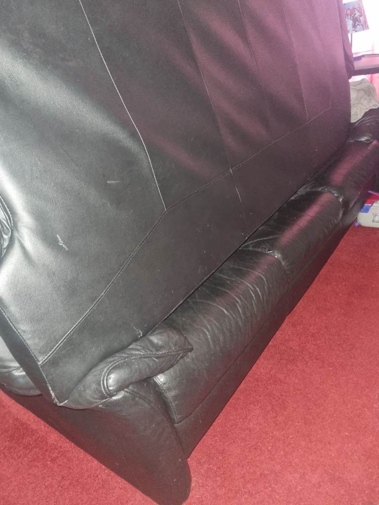Free 2 black leather 3 seaters