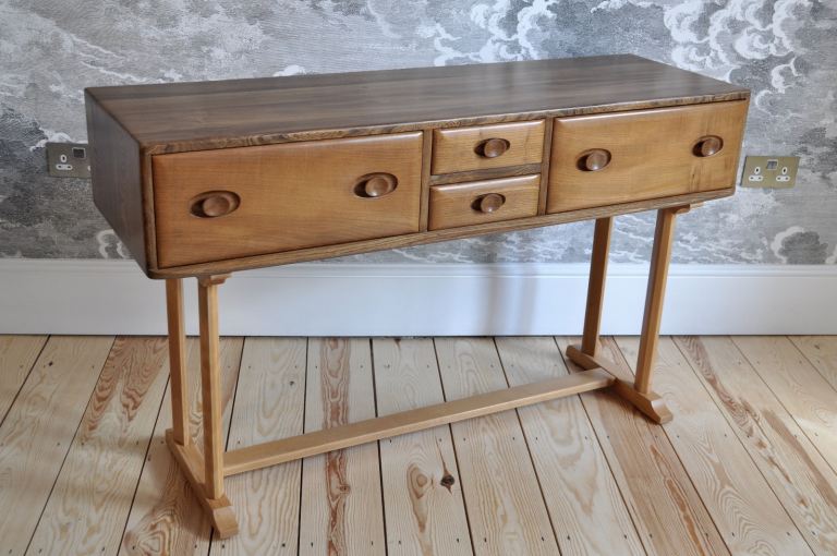 Vintage Retro Mid Century 60's Ercol Windsor Console Hall Side Table with Drawers