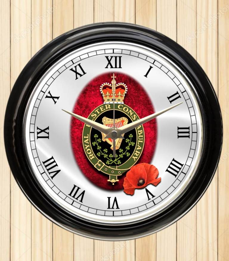 Bar Man cave RUC Royal Ulster constabulary 10 inch metal wall clock 