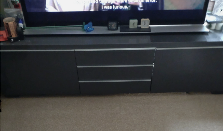 IKEA Besta Grey High Gloss TV Cabinet 180x41x49 cm
