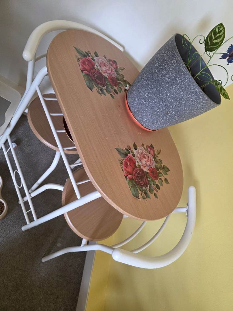 Small Dining Table & Two Chairs with Floral Design