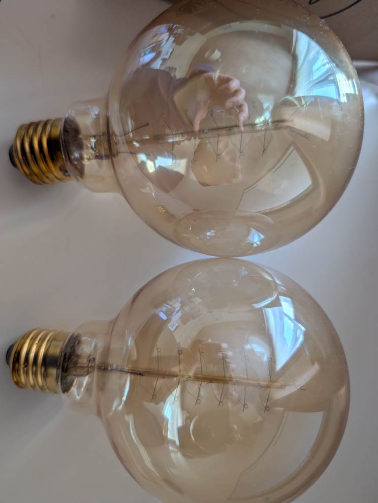 90mm wide globe screw Edison bulb x 2