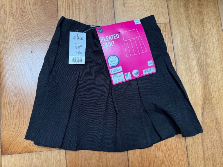 New Black Pleated School Skirt, Age 4-5 Years