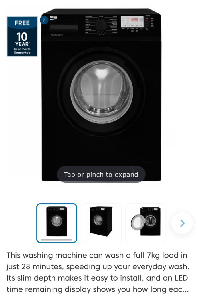 Black Beko Washing Machine