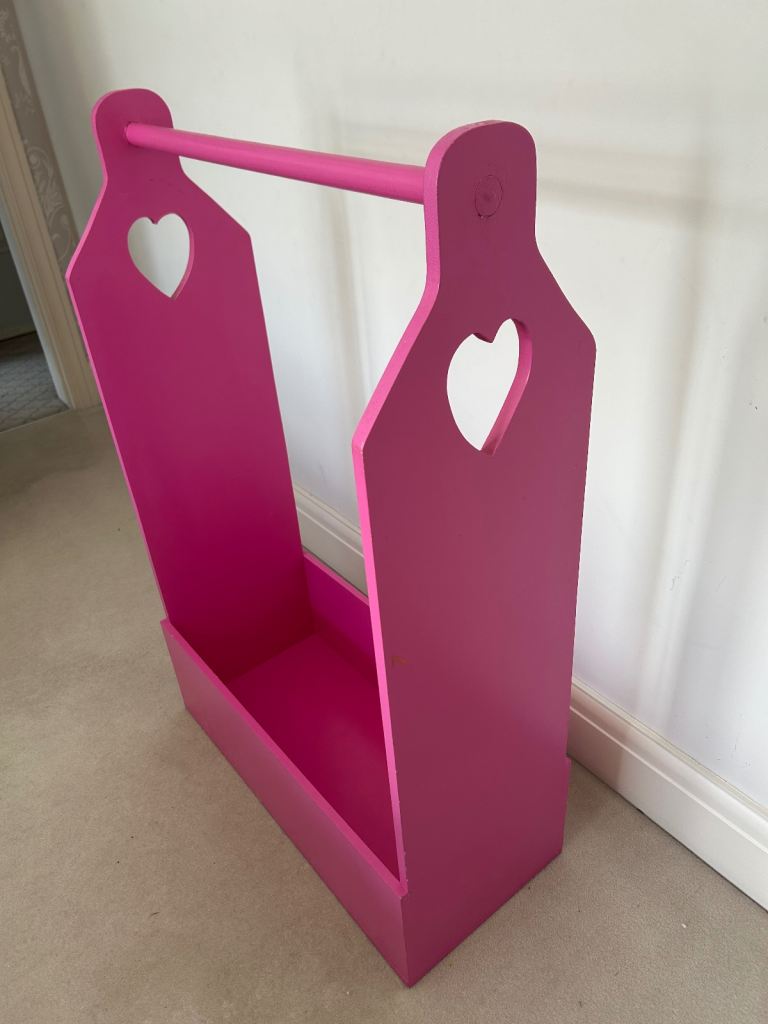 Clothes/dressing up rail - freestanding, solid wood, panted pink. 