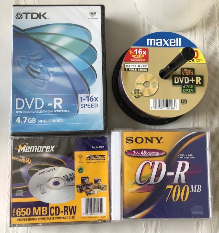Blank unused Recordable CD’s and DVD’s