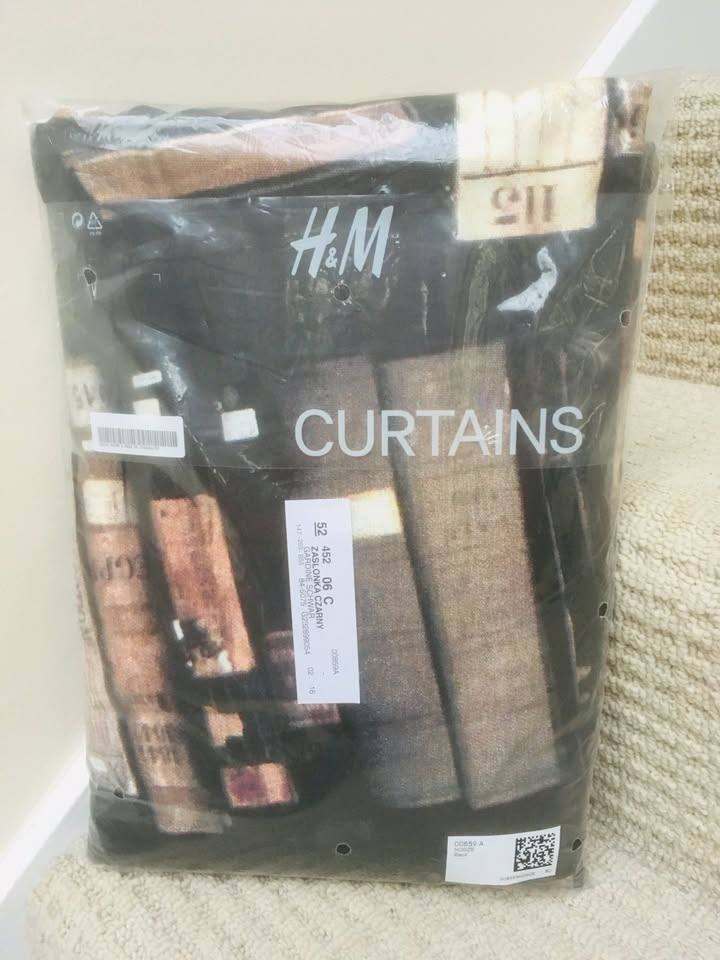 COTTON CURTAIN SINGLE PANEL - BOOKSHELF LIBRARY PRINT - NEW - 120X250 CM