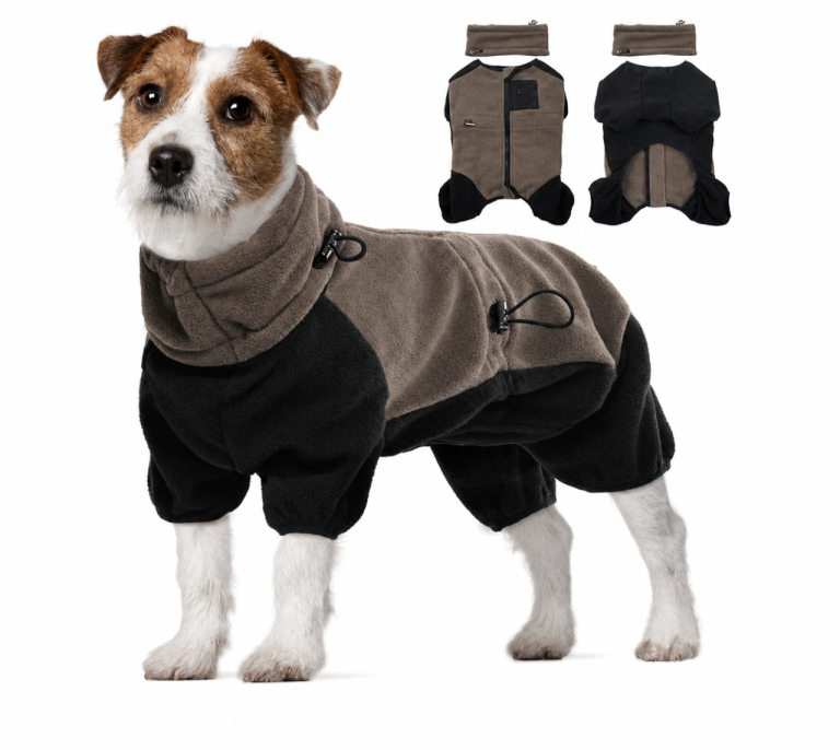 Dog Cold Weather Fleece Size Medium - Brown/Black.
