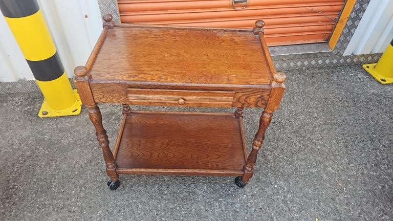 Vintage oak serving trolley
