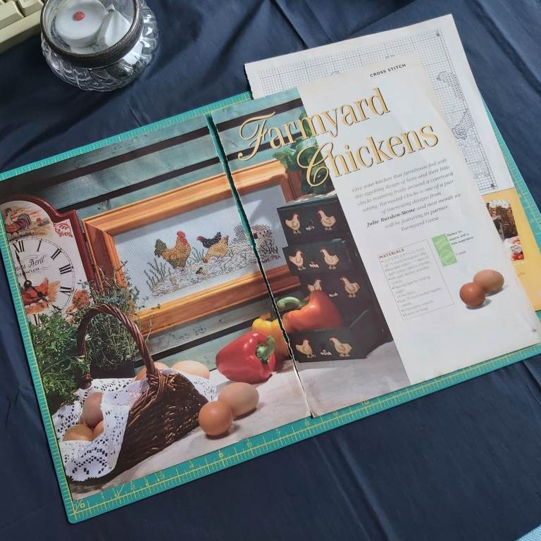 Farmyard Chickens Vintage Cross Stitch Pattern Design chart ONLY