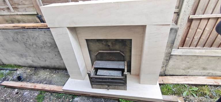 GOOD Stone Fireplace Surround & Included Grate